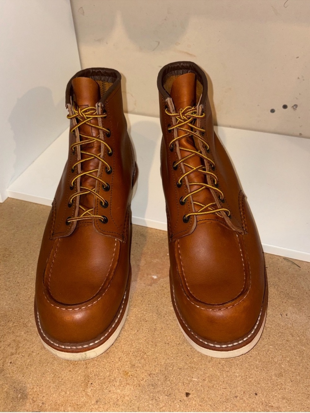 Red Wing Shoes Brown Moc Toe Leather Work Boots